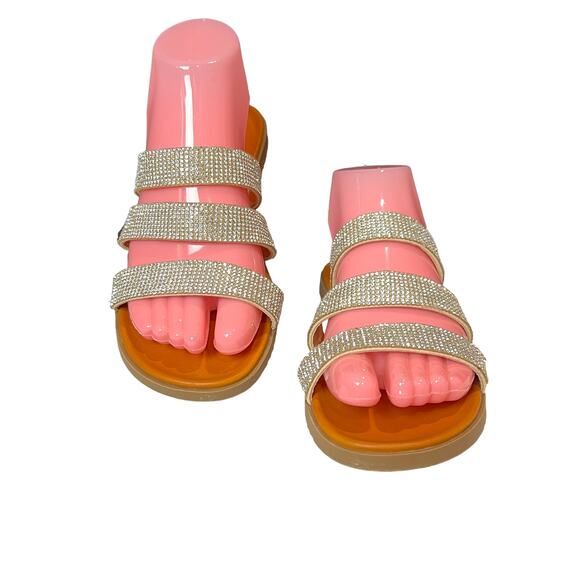 STEVE MADDEN ‘Melzy’ 3 Strap Rhinestone Sandals 7.5M Formal Bling NightOut - Picture 1 of 12